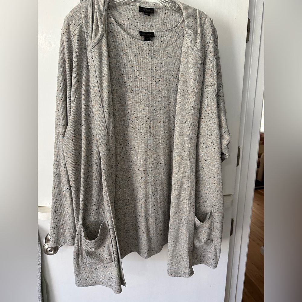 J. Jill Gray Cardigan Sweater Set Knit